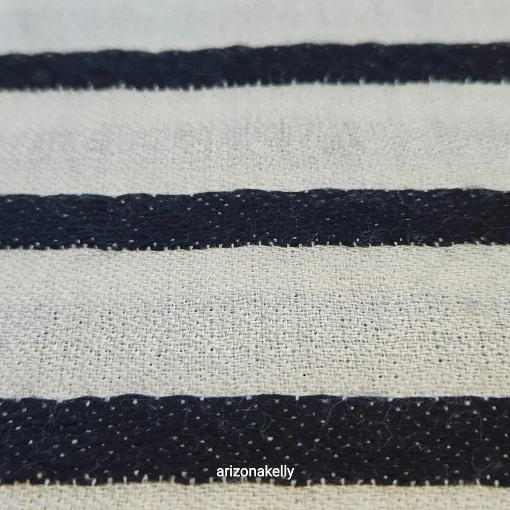 Ivory Cashmere Scarf With Black Stripes - Picture 13 of 16